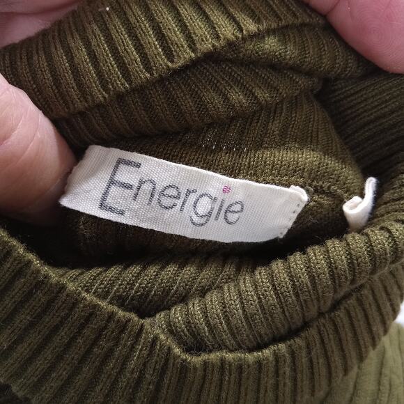 Energie Sweater M Women's Long Sleeve Olive Green Turtleneck - Picture 3 of 5